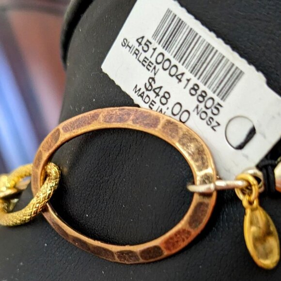 Fun Maze of Circles Necklace Gold and Copper-Bronze   NWT - Picture 5 of 6